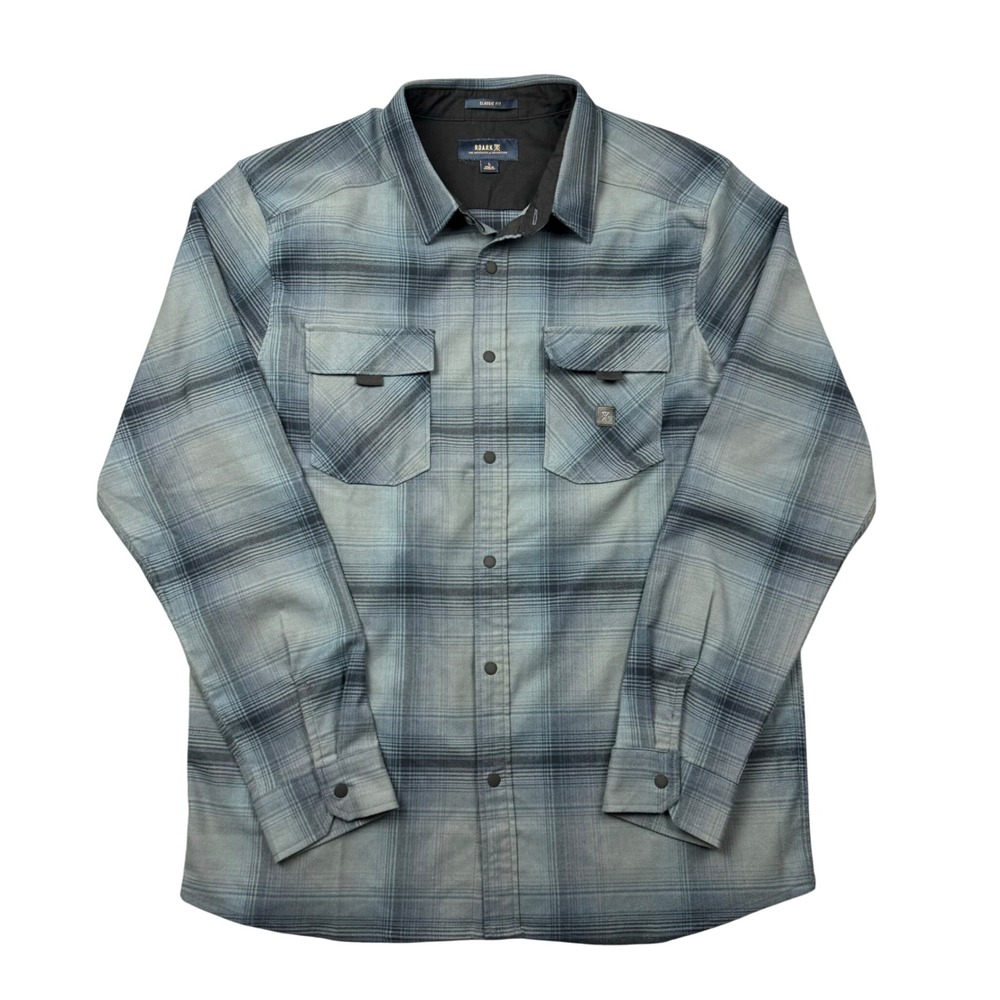Roark Diablo Alpinist Flannel Shirt Men Large Blue Wool Blend Snap Buttons